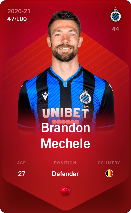 Sorare - Sorare Official - Brandon Mechele 2020-21 • Rare 47/100 - NFT # 52351728835416770391055278530867291868667829454378123924764352301049955804469