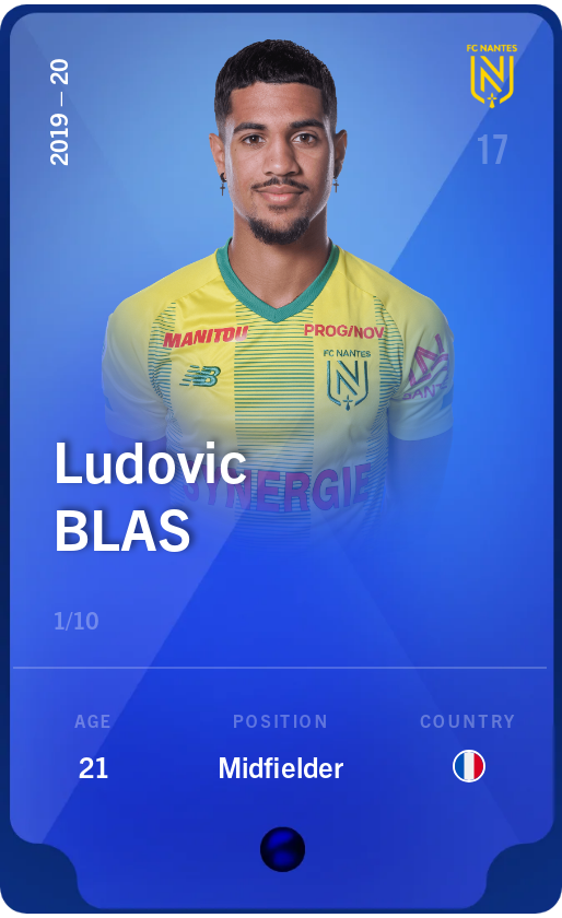 Sorare - Sorare Official - Ludovic Blas 2019-20 • Super Rare 1/10 - NFT # 91451583846336654288545140787594101889774276067055426093532792731252221101497