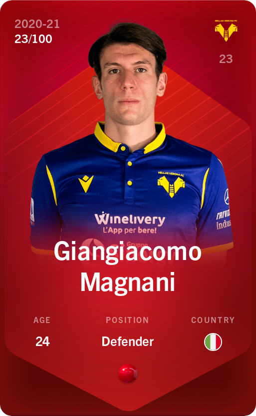 Sorare - Sorare Official - Giangiacomo Magnani 2020-21 • Rare 23/100 - NFT # 65884507518596387313913951837625219999591247387336021666405752454949174618370