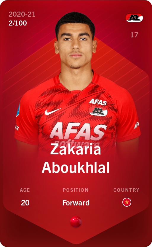 Sorare - Sorare Official - Zakaria Aboukhlal 2020-21 • Rare 2/100 - NFT # 9033861181873741525133519174314908025019664916549744427901104300025437508447