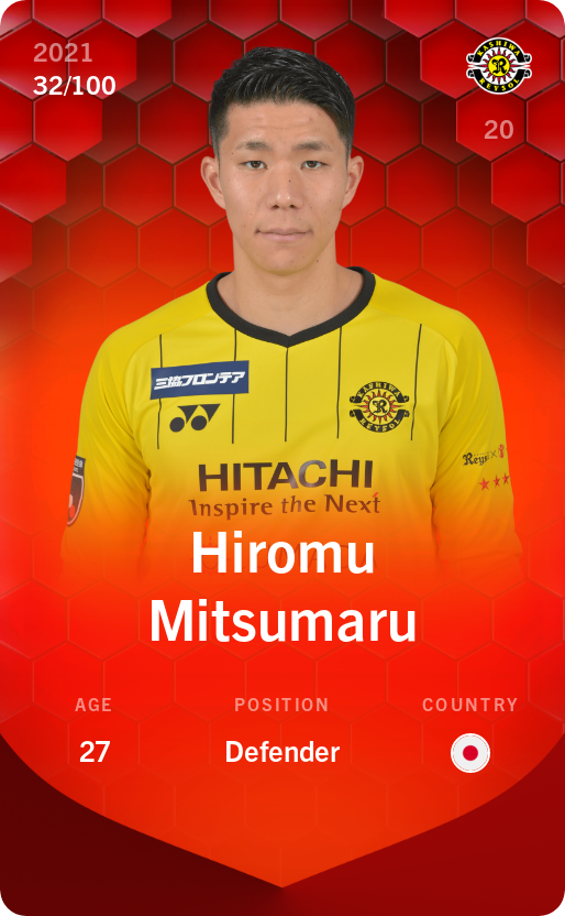 Sorare - Sorare Official - Hiromu Mitsumaru 2021-22 • Rare 32/100 - NFT # 81598096534870990488250008266413299799552196449441709884358291727894239680768