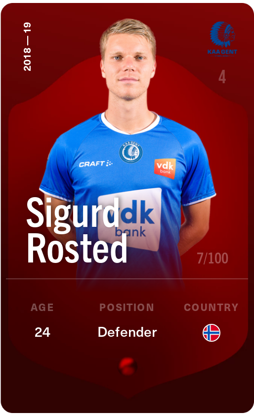 Sorare - Sorare Official - Sigurd Rosted 2018-19 • Rare 7/100 - NFT # 14456451736897051581171242085851991456916304552280161602138155078555073530192
