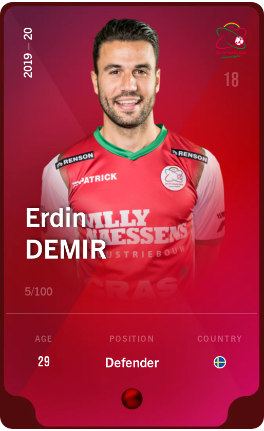 Sorare - Sorare Official - Erdin Demir 2019-20 • Rare 5/100 - NFT # 94259697646824191582007919331564084217674843786772130223255713781110110702663