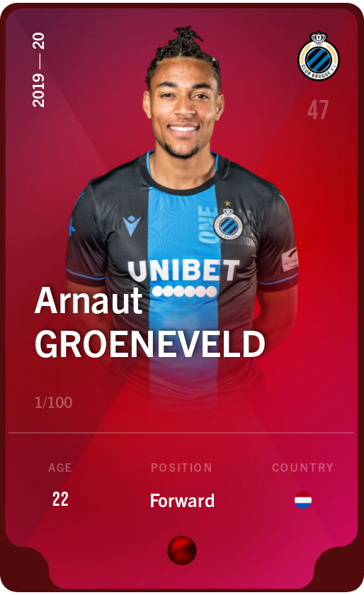 Sorare - Sorare Official - Arnaut Groeneveld 2019-20 • Rare 1/100 - NFT # 21101436819586344737337941531909036383302967383960385170798701830154071712671