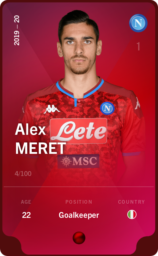 Sorare - Sorare Official - Alex Meret 2019-20 • Rare 4/100 - NFT # 45925653048941556801913571795612208956219916987663592114163429094707868003240