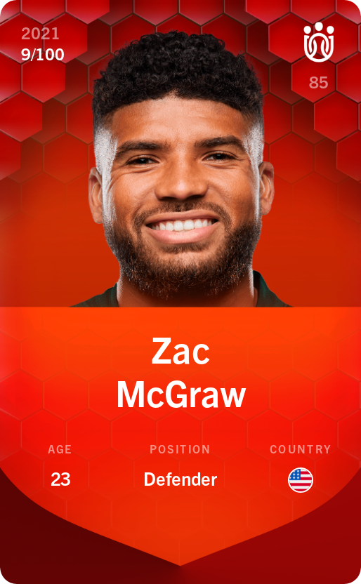 Sorare - Sorare Official - Zac McGraw 2021-22 • Rare 9/100 - NFT # 112431348785318525621148910320420389237014283110531952371704187782866155519149