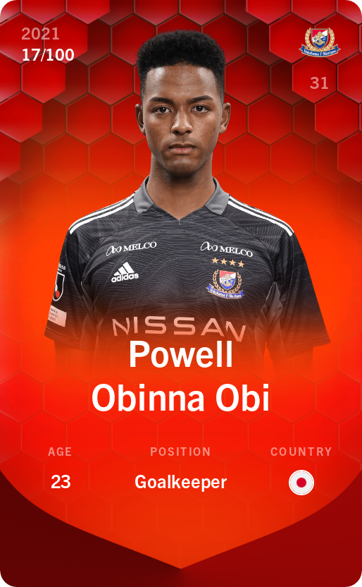 Sorare - Sorare Official - Powell Obinna Obi 2021-22 • Rare 17/100 - NFT # 34148985052038904850771809336501370365270156423327211879392954450573968700547