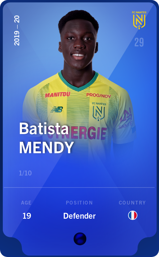 Sorare - Sorare Official - Batista Mendy 2019-20 • Super Rare 1/10 - NFT # 57766074839980542700278552136746640626566816785272180715640634795580548151313