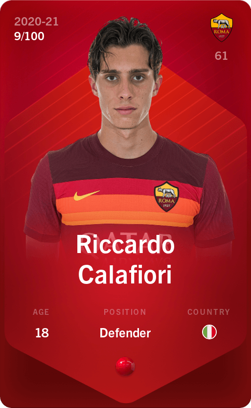 Riccardo Calafiori 2020 21 Rare 9 100