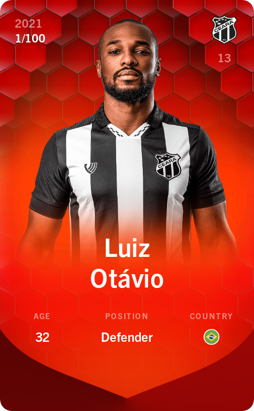 Sorare - Sorare Official - Luiz Otávio 2021-22 • Rare 1/100 - NFT # 6957846853912122107740110174323309274729701558241470633282244989617977798440