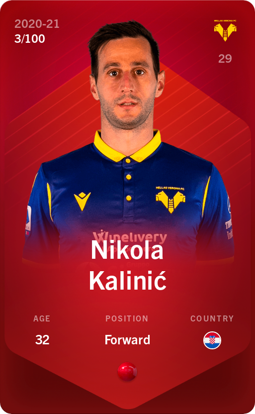 Sorare - Sorare Official - Nikola Kalinić 2020-21 • Rare 3/100 - NFT # 12539678263484366462650112662970153338566870148188689110746558180921966220352