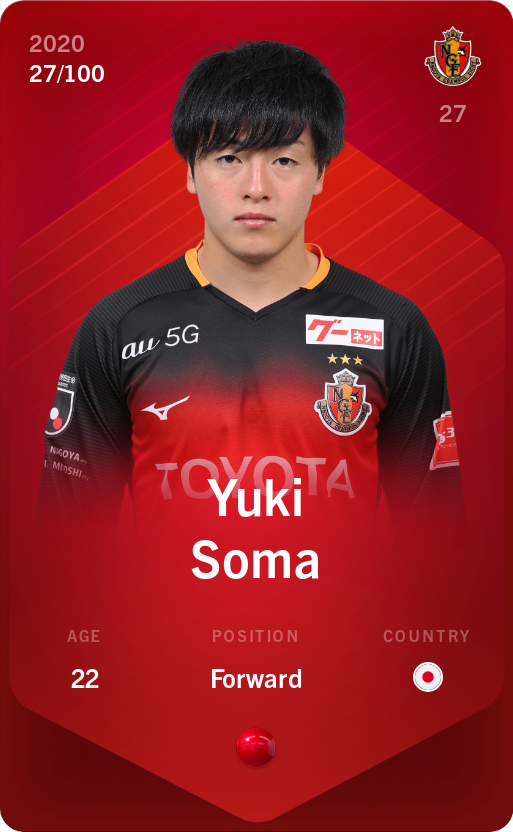 Sorare - Sorare Official - Yuki Soma 2020-21 • Rare 27/100 - NFT # 85566748803780607086149213869308280367822850331888420439433967556874280982687