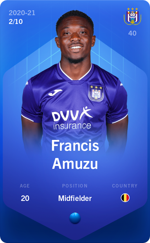 Sorare - Sorare Official - Francis Amuzu 2020-21 • Super Rare 2/10 - NFT # 77833612687193916295794301805710848618183821831180185026253693060128446649875