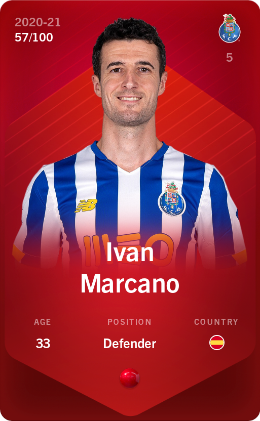 Sorare - Sorare Official - Ivan Marcano 2020-21 • Rare 57/100 - NFT # 75332622933870110402014265525002945350400802696245599801953512549822138944537