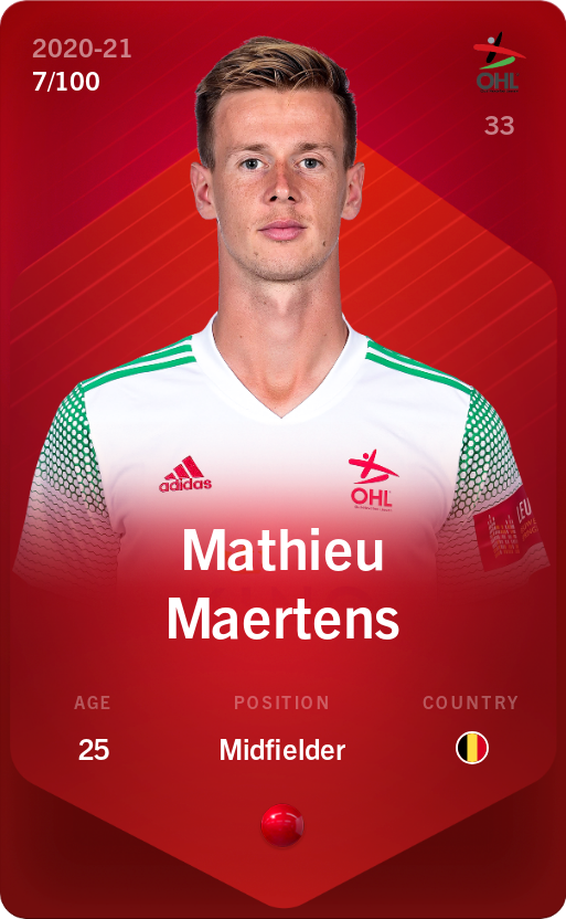 Sorare - Sorare Official - Mathieu Maertens 2020-21 • Rare 7/100 - NFT # 7624226908084092715973883302234319057570404461215911668641084872221580534543