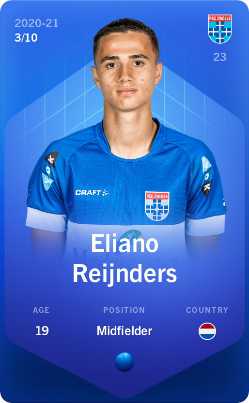 Sorare - Sorare Official - Eliano Reijnders 2020-21 • Super Rare 3/10 - NFT # 38465878204591427982198543960838507487662207246236400693902219595878069717108