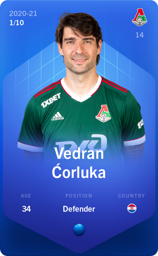 Sorare - Sorare Official - Vedran Ćorluka 2020-21 • Super Rare 1/10 - NFT # 79619265994974592281291182623362529421782417505336388468439518750052372881968