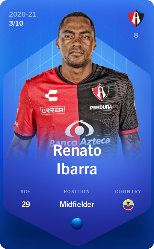 Sorare - Sorare Official - Renato Ibarra 2020-21 • Super Rare 3/10 - NFT # 77089627549133477488597231217126604262468989949346222340610057049494386514152