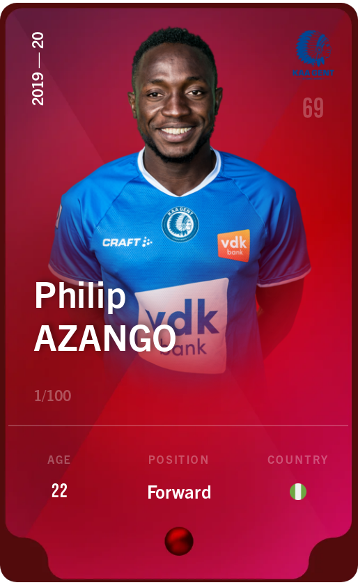 Sorare - Sorare Official - Philip Azango 2019-20 • Rare 1/100 - NFT # 25226129085299331312630943871271634268391975336829181686958829517442799743600