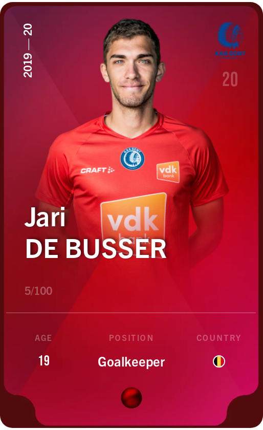 Sorare - Sorare Official - Jari De Busser 2019-20 • Rare 5/100 - NFT # 50398497534643144752706497845206446404471579595609201737720744010485655658521