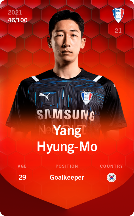 Sorare - Sorare Official - Yang Hyung-Mo 2021-22 • Rare 46/100 - NFT # 14777549423825258686518214161676707483643738954789806029607460301430084699257