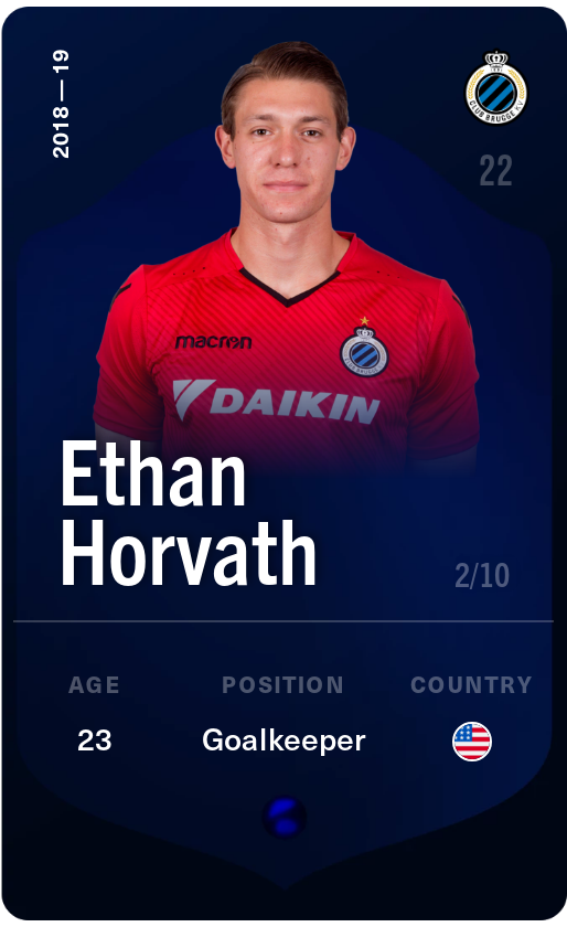 Sorare - Sorare Official - Ethan Horvath 2018-19 • Super Rare 2/10 - NFT # 22294756885197229806620123409408953450389558992687030004284030238113502335916