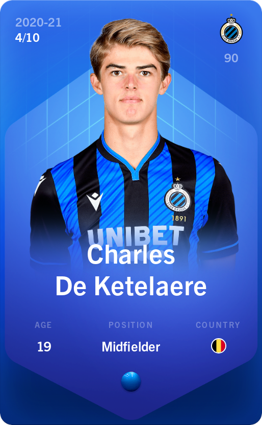 Sorare - Sorare Official - Charles De Ketelaere 2020-21 • Super Rare 4/10 - NFT # 90229804269676271128952810304749269765648480253772296540662953688639775654276