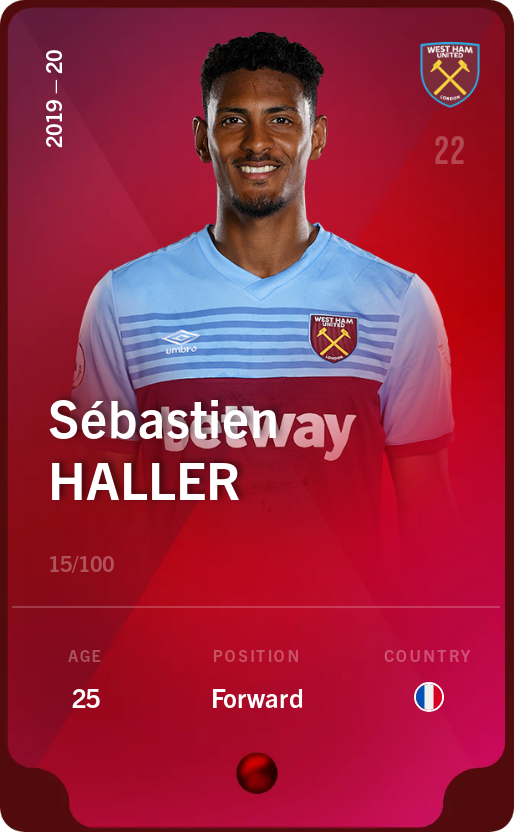 Sorare - Sorare Official - Sébastien Haller 2019-20 • Rare 15/100 - NFT # 23644002186654274422694782224704819033391384279938827679327767862146597979089