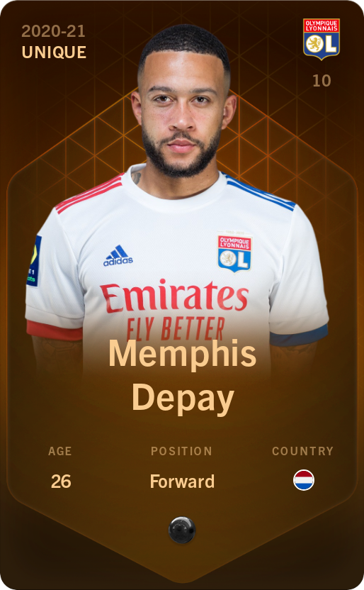 Sorare - Sorare Official - Memphis Depay 2020-21 • Unique - NFT # 60248502086867219480616903235682724793672861725473588018094577537619724725104