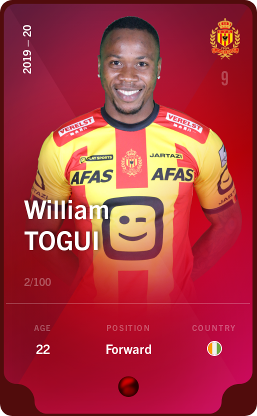 Sorare - Sorare Official - William Togui 2019-20 • Rare 2/100 - NFT # 66789313170785154580790924546241093927719138950604469701978853800100806189973