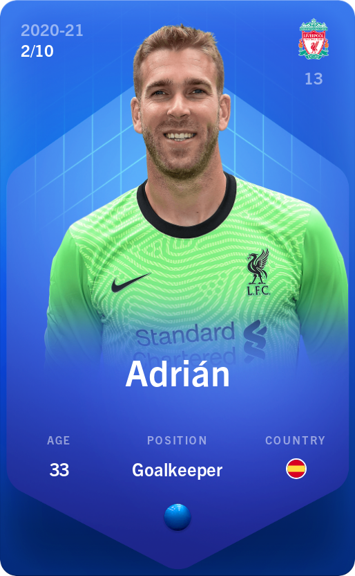 Sorare - Sorare Official - Adrián 2020-21 • Super Rare 2/10 - NFT # 73786575720292807302381456416617182852995433381687553925609994169141271982885