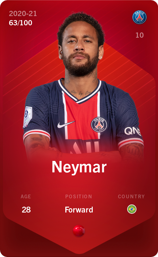 Sorare - Sorare Official - Neymar 2020-21 • Rare 63/100 - NFT # 94847399739396959910460252141297531290657450417825346743529727715982462574388