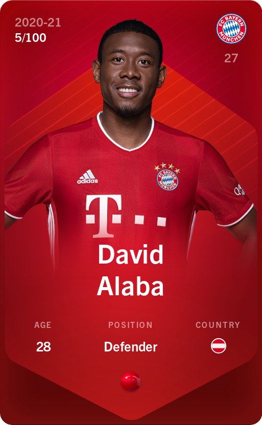Sorare - Sorare Official - David Alaba 2020-21 • Rare 5/100 - NFT # 33524808253929367725690181615044232622736197201763702397404360073991802362604