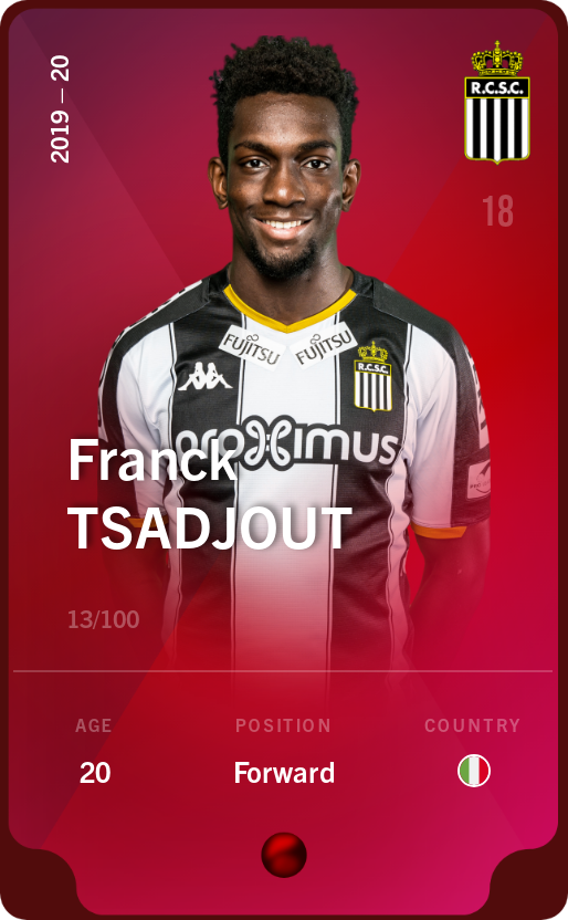 Sorare - Sorare Official - Franck Tsadjout 2019-20 • Rare 13/100 - NFT # 58842430654842038647464480376623238624893233541261174641876492959808617146129
