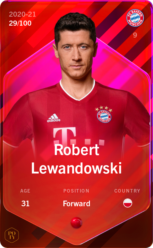 Sorare - Sorare Official - Robert Lewandowski 2020-21 • Rare 29/100 - NFT # 23814823464500505146142910849558843228455993812783623781943496606860340015331