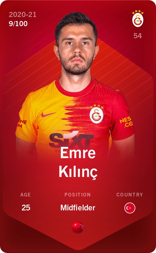 Sorare - Sorare Official - Emre Kılınç 2020-21 • Rare 9/100 - NFT # 58789055809867934240081201152264972857019497761061990883688640824800354141084