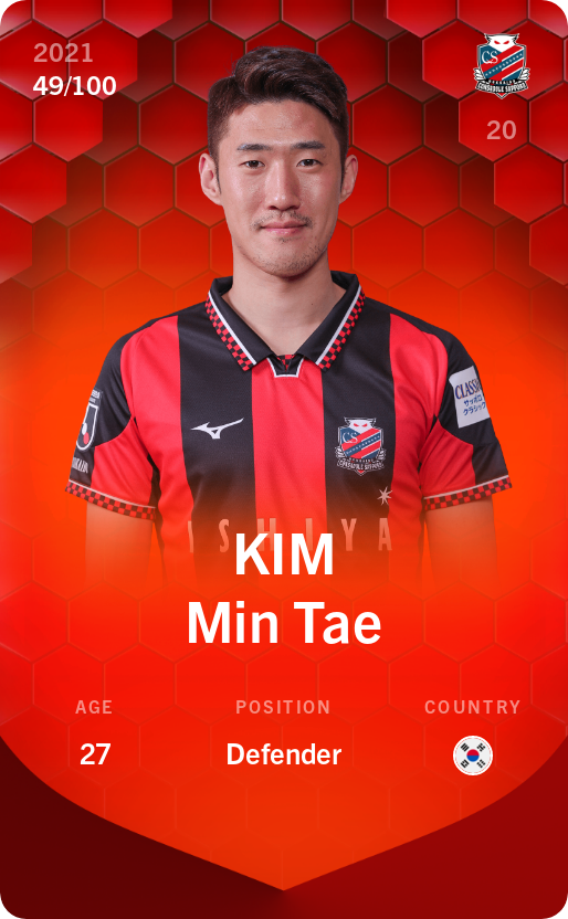 Sorare - Sorare Official - KIM Min Tae  2021-22 • Rare 49/100 - NFT # 43054601981032438917907769929179240536450763781372032480272686699306776558259