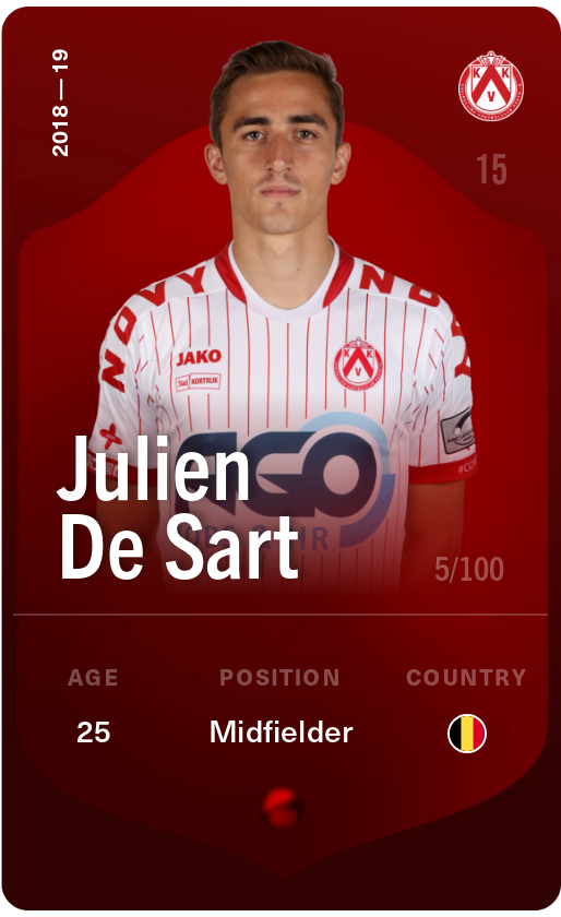 Sorare - Sorare Official - Julien De Sart 2018-19 • Rare 5/100 - NFT # 32296274724248385860923054467086709892682969434686743664703216795301965247581