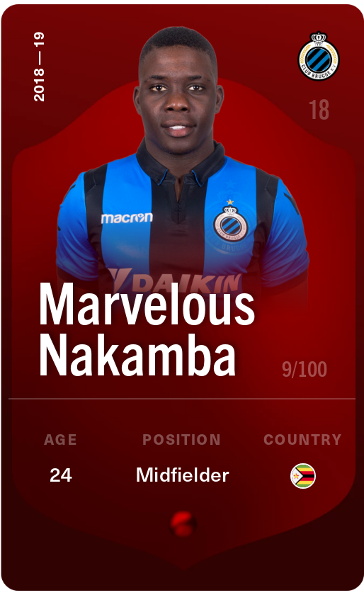 Sorare - Sorare Official - Marvelous Nakamba 2018-19 • Rare 9/100 - NFT # 45226519589953166737947962552231029896504214113872913927143296252572932042237
