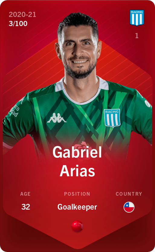Sorare - Sorare Official - Gabriel Arias 2020-21 • Rare 3/100 - NFT # 33586531635918675805754437135844261173290448038897624883085620869571840111968