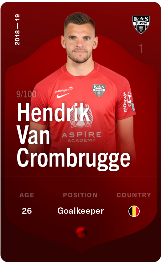 Sorare - Sorare Official - Hendrik Van Crombrugge 2018-19 • Rare 9/100 - NFT # 21270629721511313639760770218037151502033222528127374270961671835668718448750