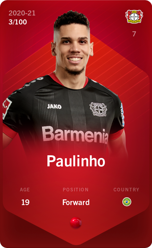 Sorare - Sorare Official - Paulinho 2020-21 • Rare 3/100 - NFT # 95048507951787311455540986142432778379086702392633002380407028795937883930197