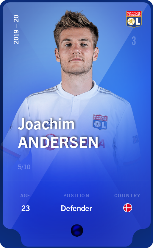 Sorare - Sorare Official - Joachim Andersen 2019-20 • Super Rare 5/10 - NFT # 40812487338806723048219509806672042102372012006905620002977468174145782844932