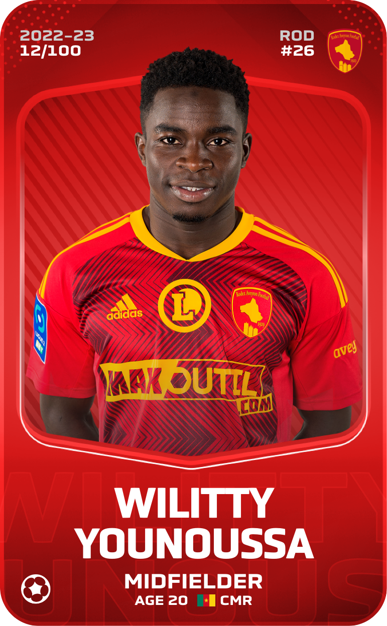 Sorare - Sorare Official - Wilitty Younoussa 2022-23 • Rare 12/100 - NFT # 8400915880151830628190413434065586127293009284154285738359351785642799245646