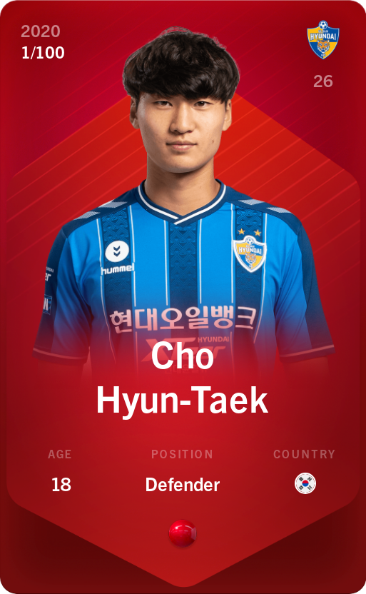 Sorare - Sorare Official - Cho Hyun-Taek 2020-21 • Rare 1/100 - NFT # 37614265427432481577063619865769302905189799113692576021030279783435564999592