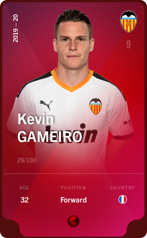 Sorare - Sorare Official - Kevin Gameiro 2019-20 • Rare 29/100 - NFT # 90279265446252162579713988344239474579331134588782065289843846637200018051280