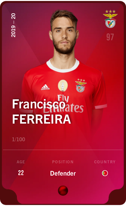 Sorare - Sorare Official - Francisco Ferreira 2019-20 • Rare 1/100 - NFT # 107163907670293867860651213735553706382546402663221601270143020779018597667294