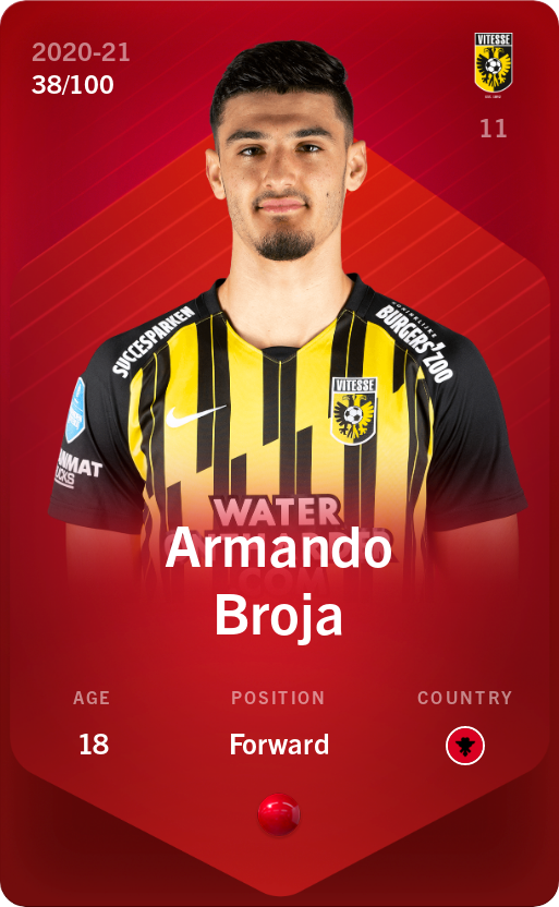 Sorare - Sorare Official - Armando Broja 2020-21 • Rare 38/100 - NFT # 895139646051438383294064401464355040528221391037389026590380510371763856694