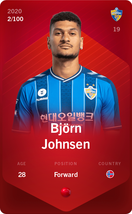 Sorare - Sorare Official - Björn Johnsen 2020-21 • Rare 2/100 - NFT # 81774763602442457618864296739315299920450974933414632619120148804048072227190