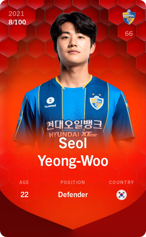 Sorare - Sorare Official - Seol Yeong-Woo 2021-22 • Rare 8/100 - NFT # 85223954179522462539365481650300867322006705297783972207183907149461398404892